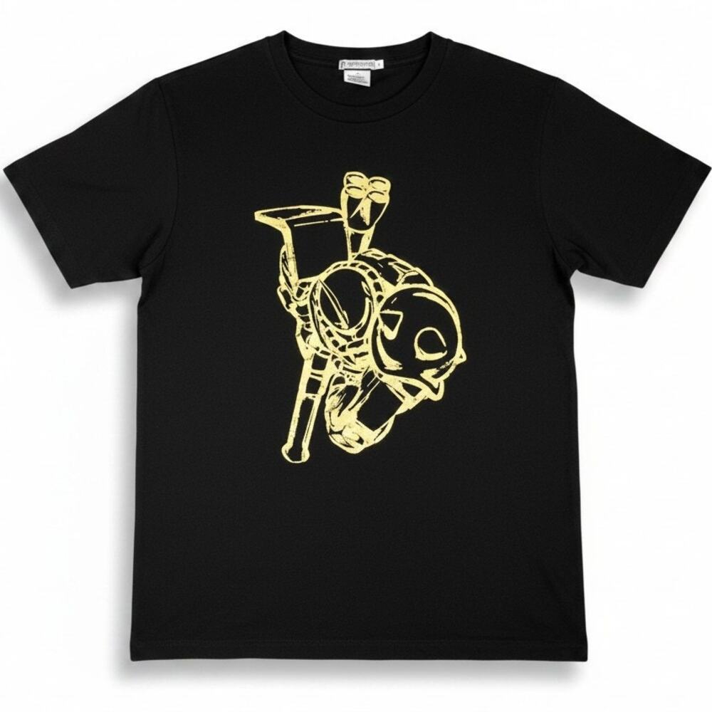 Gundam Bandai 30th Anniversary Anime Gold Print Men's Large Black T-Shirt Uniqlo